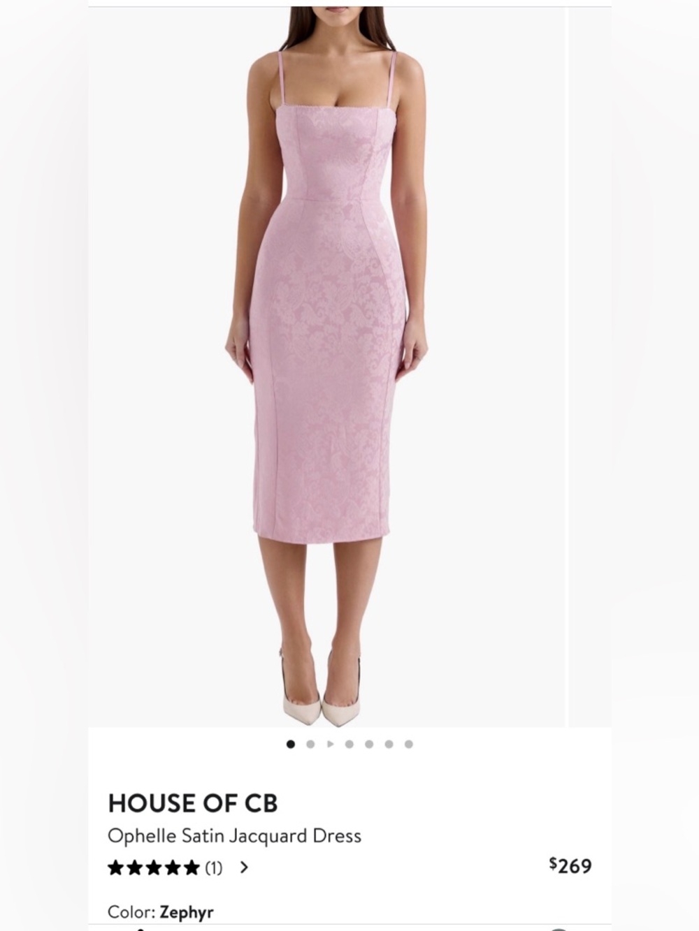 House of CB Zephyr Pink Satin Jacquard Midi Dress